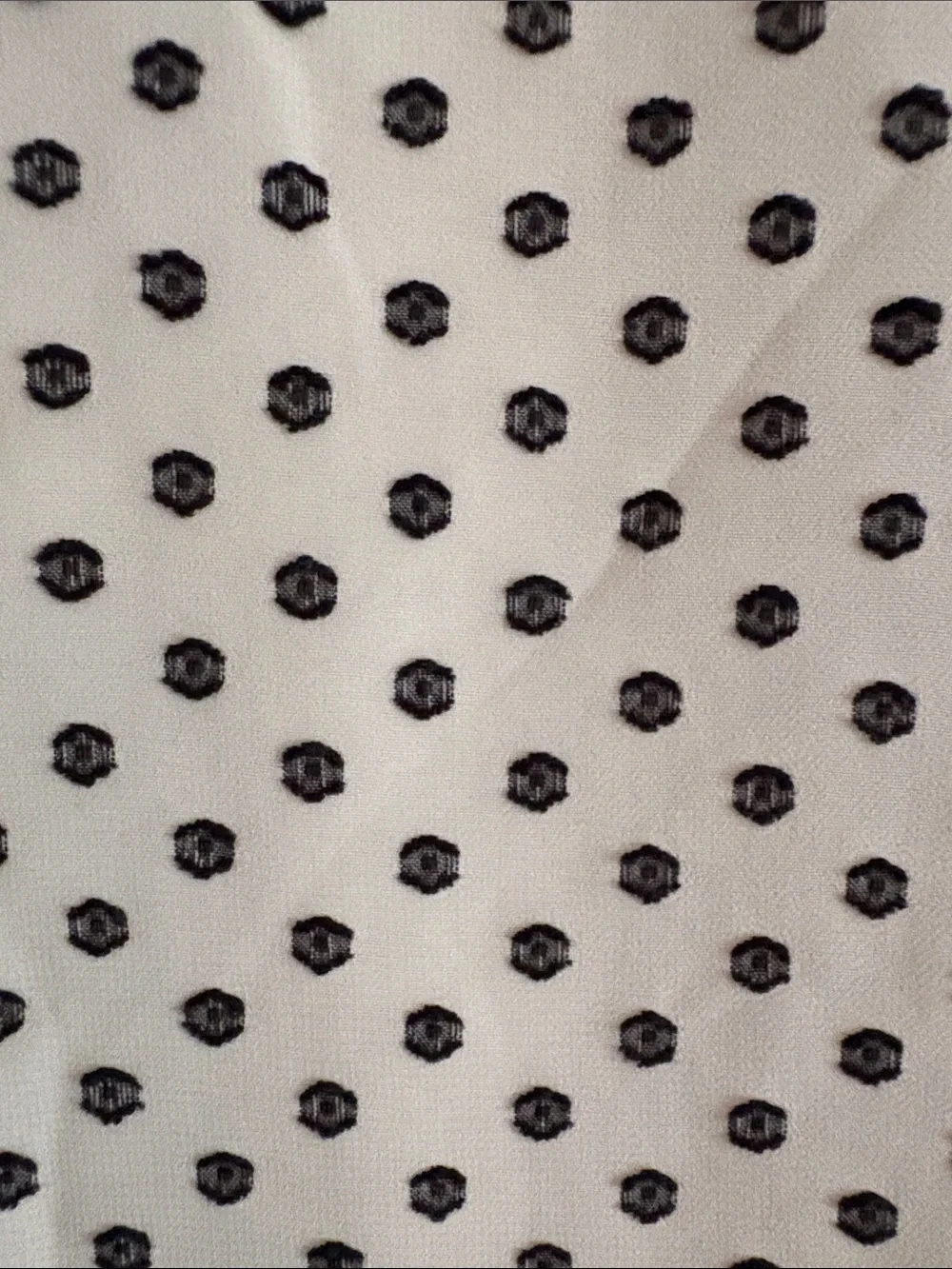 J. Crew Cream Blouse with Black Polka Dots and Ruffle Sleeves